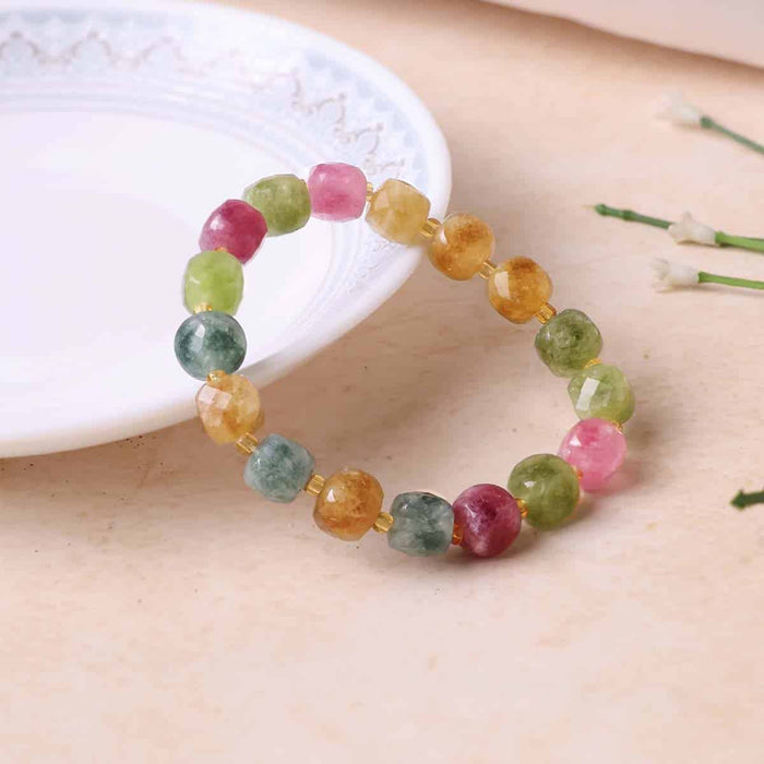 Multi Tourmaline Box Faceted Bracelet (Dyed)