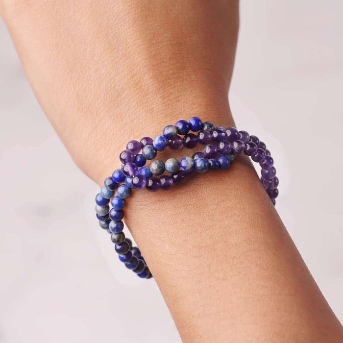 Lapis and Amethyst Knot Bracelet 4mm