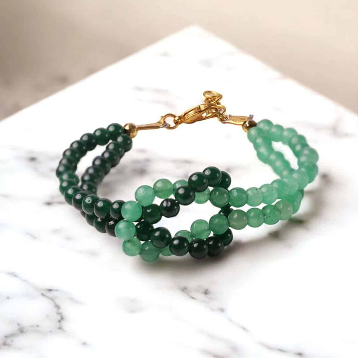 Green Jade & Green Aventurine Knot Bracelet 4mm