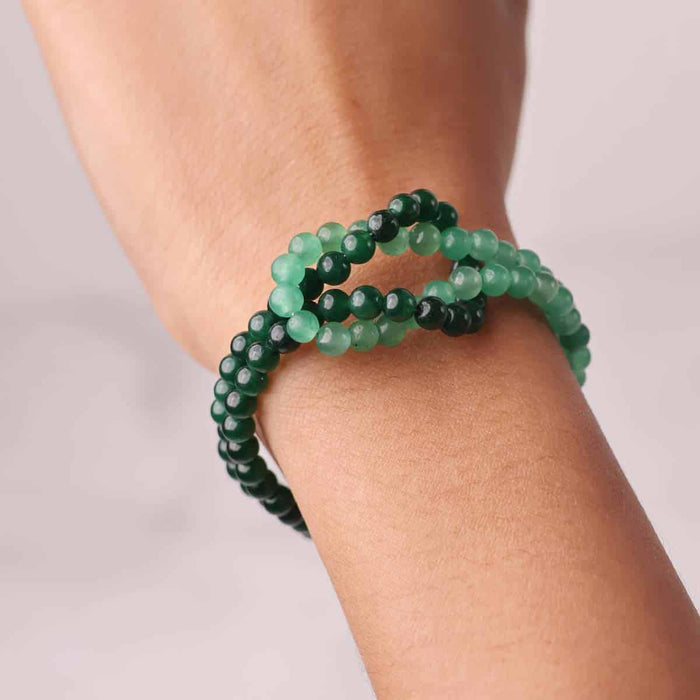 Green Jade & Green Aventurine Knot Bracelet 4mm