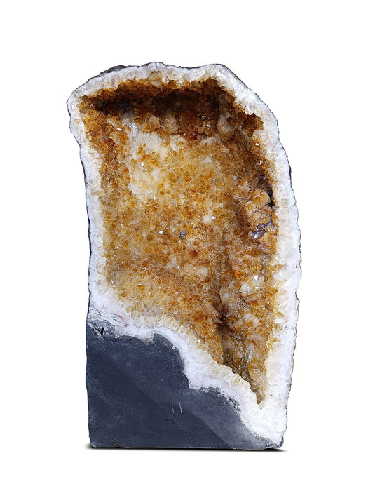 Citrine Crystal Geode with Deep Yellow Citrine Points