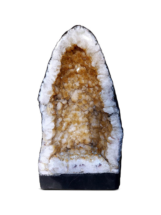 Citrine Geode from Brazil, Citrine Crystal Geode with Stalactite Flowers