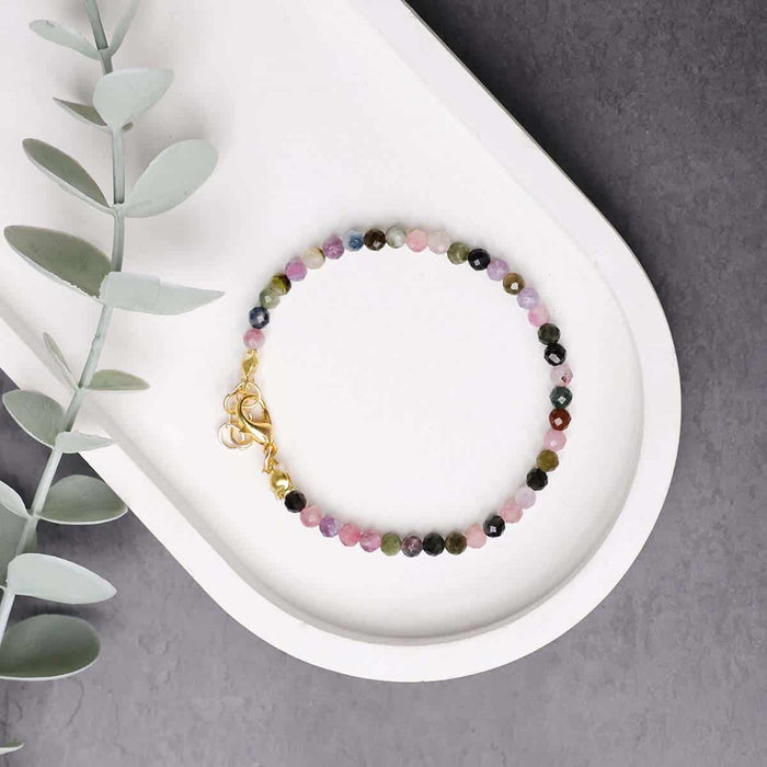 Multi Tourmaline Bracelet In 4mm Faceted Beads