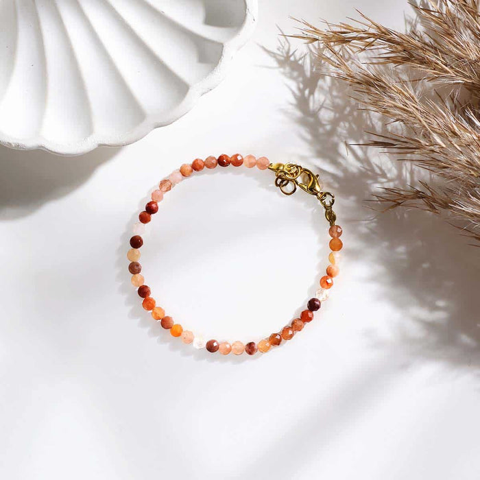 Red Carnelian Bracelet In 4mm Faceted Beads