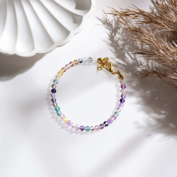 Multi Fluorite Bracelet In 4mm Faceted Beads