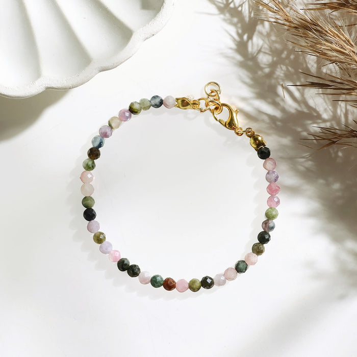 Multi Tourmaline Bracelet In 4mm Faceted Beads