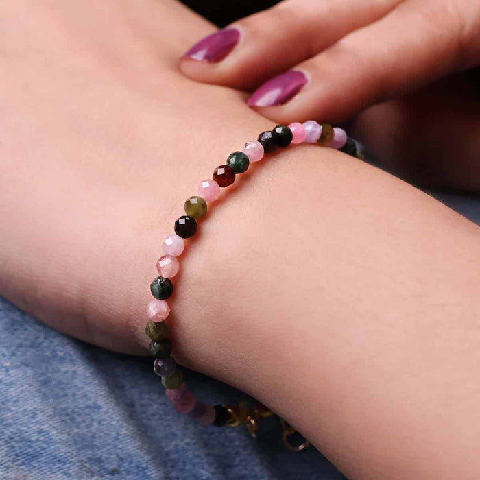 Multi Tourmaline Bracelet In 4mm Faceted Beads