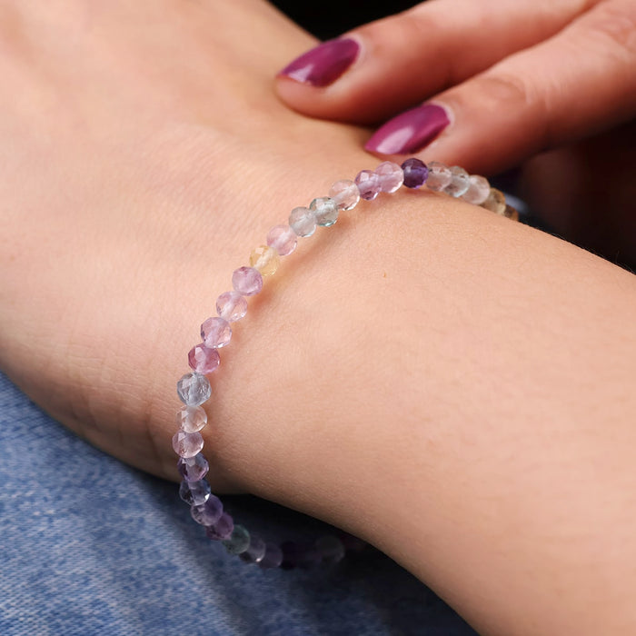 Multi Fluorite Bracelet In 4mm Faceted Beads