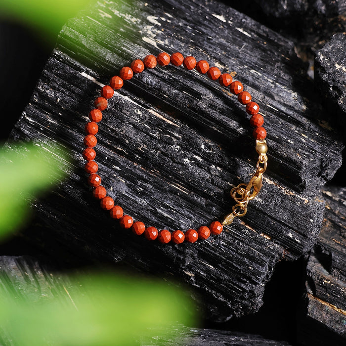 Red Jasper Bracelet In 4mm Faceted Beads