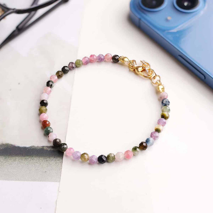 Multi Tourmaline Bracelet In 4mm Faceted Beads