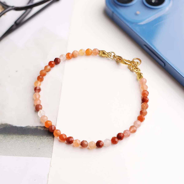 Red Carnelian Bracelet In 4mm Faceted Beads