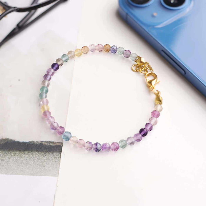 Multi Fluorite Bracelet In 4mm Faceted Beads