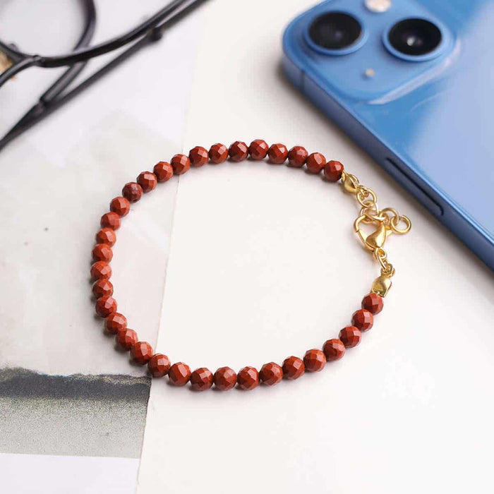 Red Jasper Bracelet In 4mm Faceted Beads