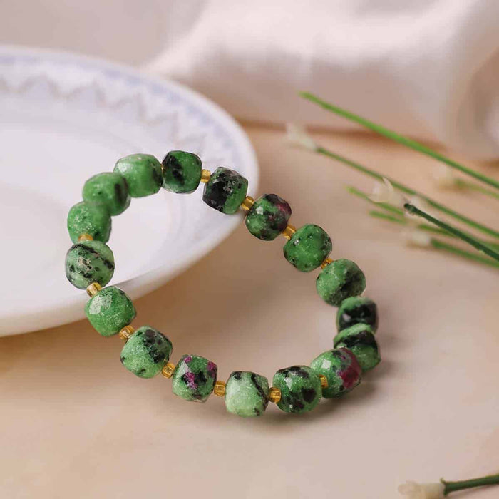 Ruby Zoisite Box Faceted Bracelet