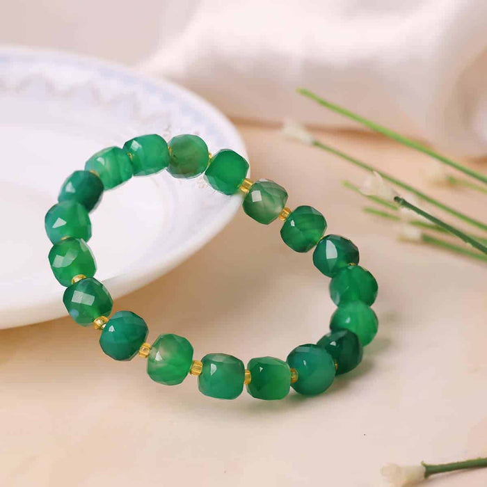 Green Onyx Box Faceted Bracelet