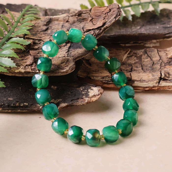 Green Onyx Box Faceted Bracelet