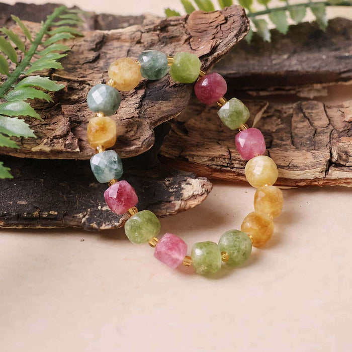 Multi Tourmaline Box Faceted Bracelet (Dyed)