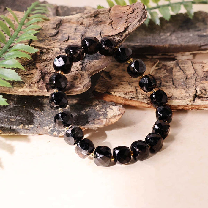 Black Tourmaline Box Faceted Bracelet