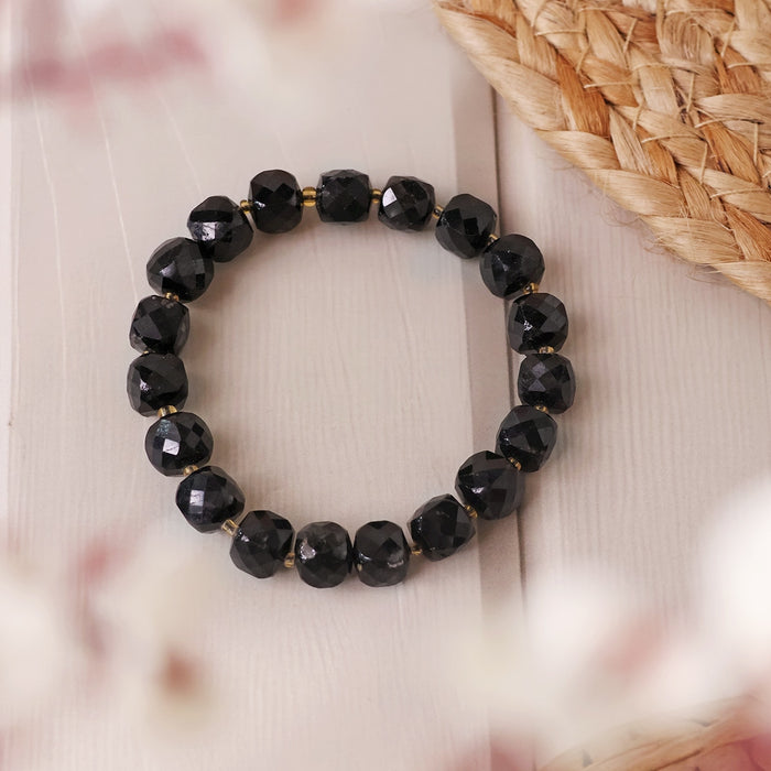 Black Tourmaline Box Faceted Bracelet