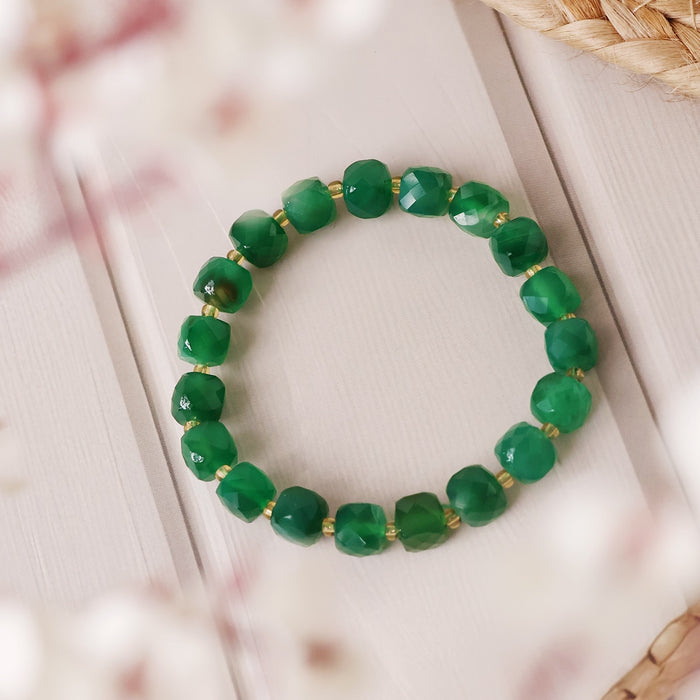 Green Onyx Box Faceted Bracelet