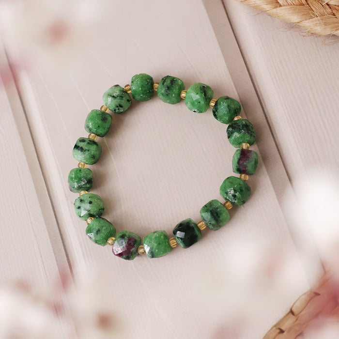 Ruby Zoisite Box Faceted Bracelet