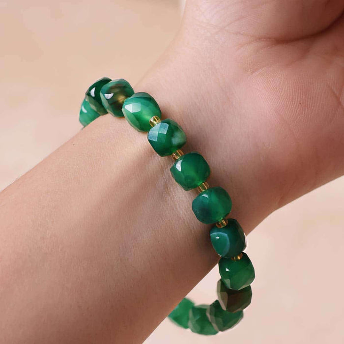 Green Onyx Box Faceted Bracelet