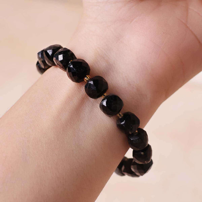 Black Tourmaline Box Faceted Bracelet