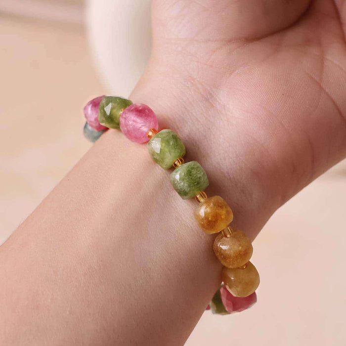 Multi Tourmaline Box Faceted Bracelet (Dyed)