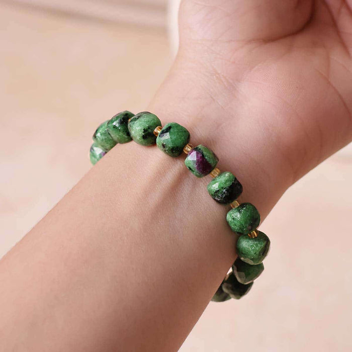 Ruby Zoisite Box Faceted Bracelet