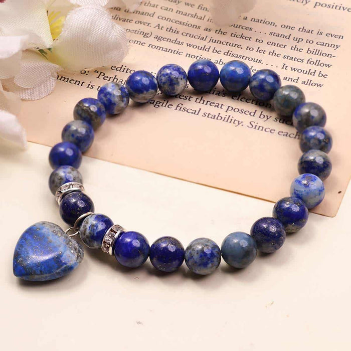 Lapis Lazuli Bracelet With Mini Heart Charm