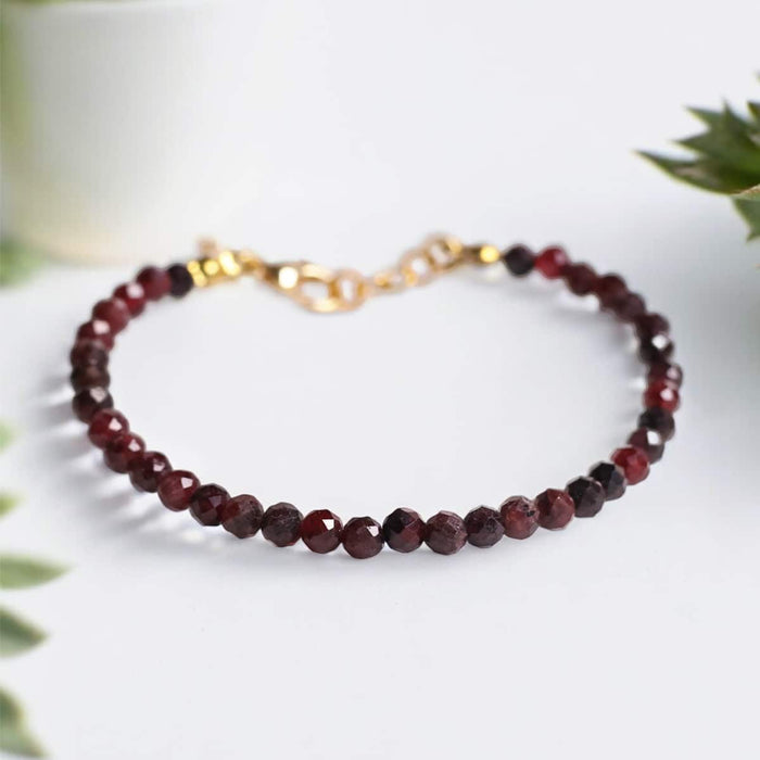 Garnet Bracelet In 4mm Beads Faceted