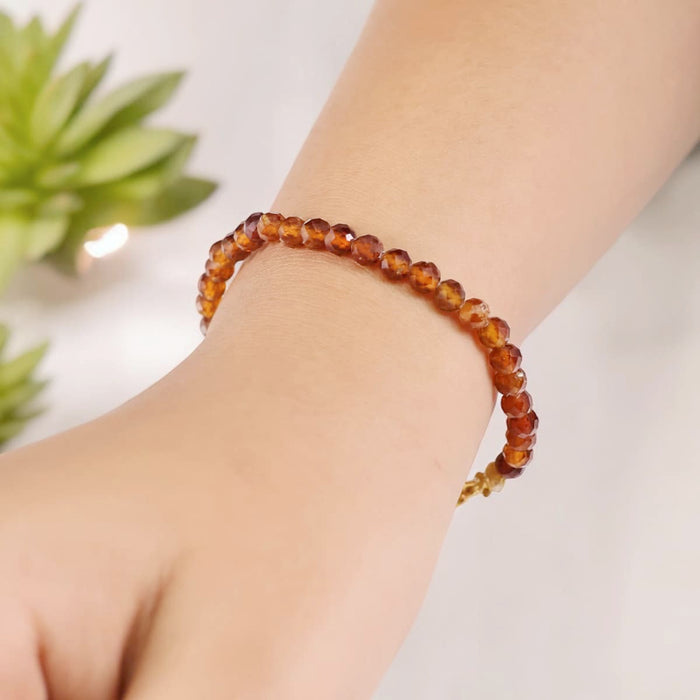 Hessonite Bracelet In 4mm Faceted Beads