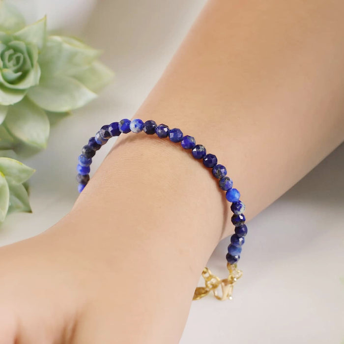 Lapis Lazuli Bracelet In 4mm Faceted Beads