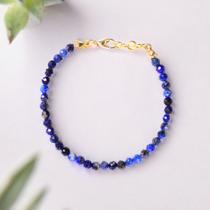 Lapis Lazuli Bracelet In 4mm Faceted Beads