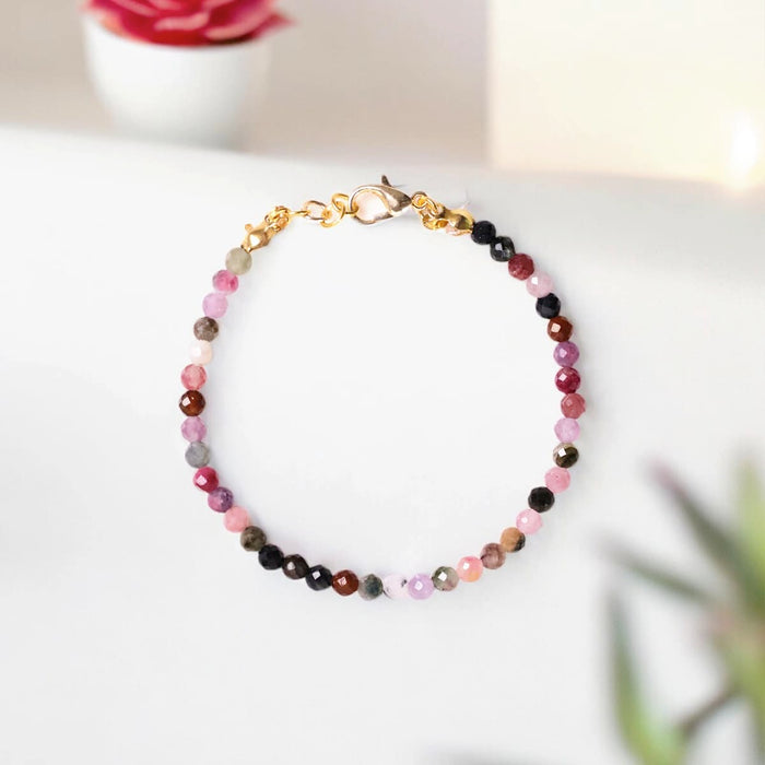 Multi Tourmaline Bracelet In 4mm Faceted Beads