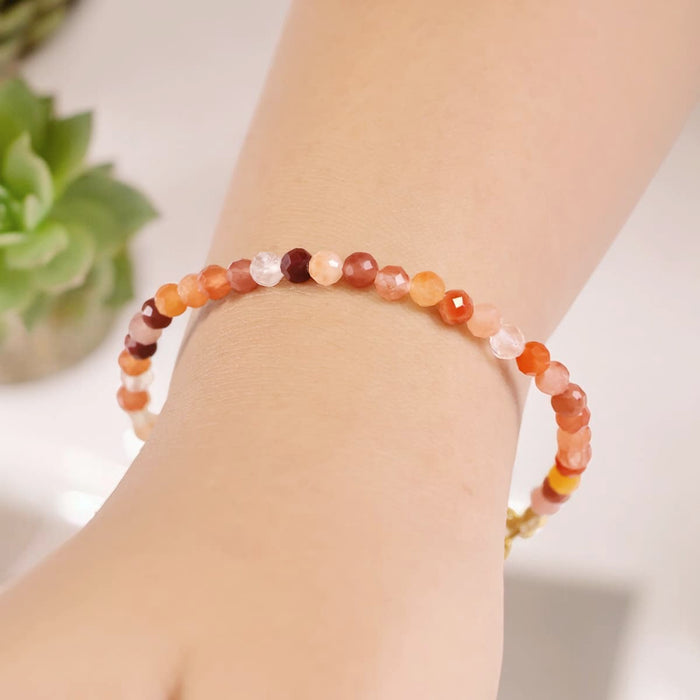 Red Carnelian Bracelet In 4mm Faceted Beads