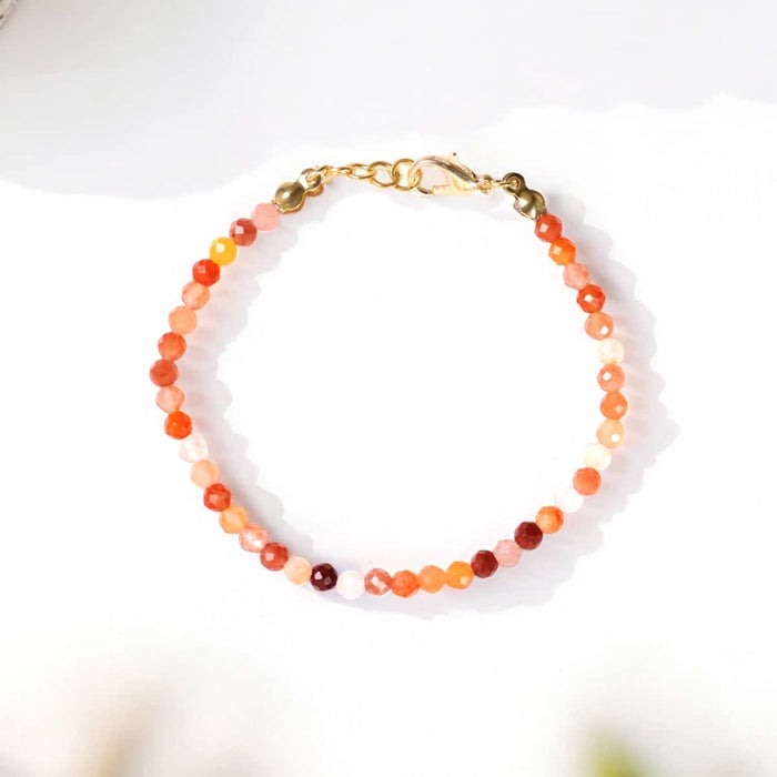 Red Carnelian Bracelet In 4mm Faceted Beads