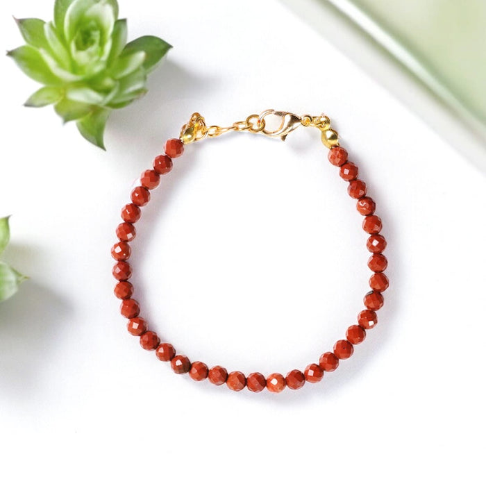 Red Jasper Bracelet In 4mm Faceted Beads