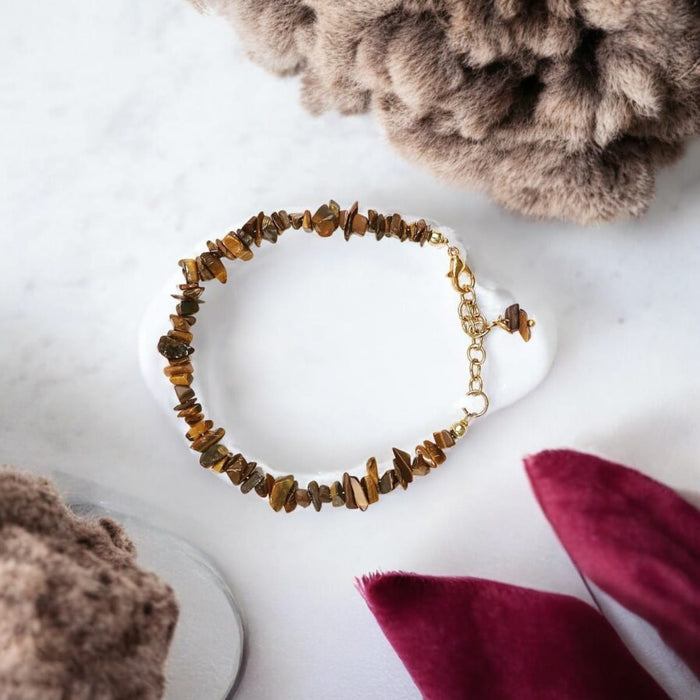 Tiger Eye Chips Chain Bracelet