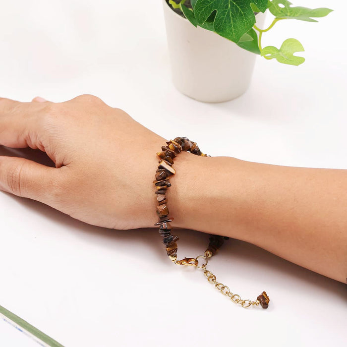 Tiger Eye Chips Chain Bracelet