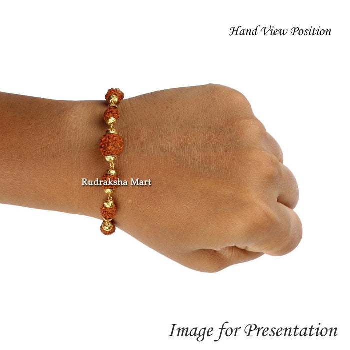 Oxidised Silver Rudraksha Bracelet With Trident (for women)